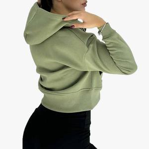 Sudadera con capucha y cremallera teñida Lisa ligera para mujer Vintage Look Oversized Poliéster Algodón Casual Invierno - Product Image 4