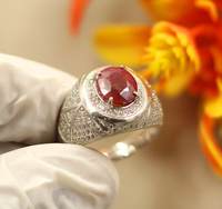 Bague ajustable classique en argent sterling 925 avec rubis rouge TASBIYA GEMS pour femmes et jeunes filles, cadeau de fête, taille 8 US, certifiée par un tiers, rhodiée