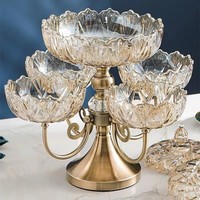 Grote korting! Duurzame, milieuvriendelijke glazen en metalen fruitschaalset met luxe gouden frame voor het serveren van gedroogd fruit en salade