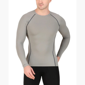 Camiseta Deportiva de Compresión Lisa para Hombre, de Alta Calidad, Ligera, de Manga Larga, para Entrenamiento Físico, Venta al Por Mayor Personalizada - Product Image 2