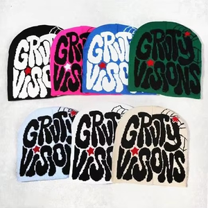 Hot Selling Unisex Winter Warm Beanies High Quality All Printed Spandex/Cotton Knit <b>Hats</b> Custom Logo Streetwear Sports Travel - Product Image 1