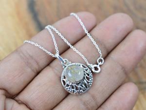 Pendentif classique bijoux pour femmes argent Boho Style bijoux 925 argent Sterling doré rutile pierre précieuse pendentif fait main cadeau - Product Image 5