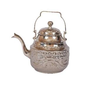 Hervidor de té y cafetera de latón artesanal tradicional con diseño grabado que incluye cucharas para servir bebidas, utensilios de Metal - Product Image 6