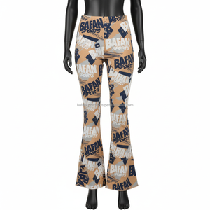 Pantalon évasé taille haute pour femme, 220GSM polyester spandex, coupe confortable, imprimé graphique intégral, logo personnalisé, sublimation, pantalon évasé pour femme - Product Image 1