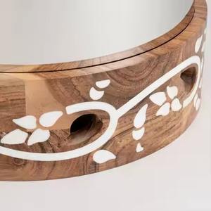 Cazuela de lujo árabe, forma redonda, calentador de alimentos de acero inoxidable y madera para decoraciones de comedor con estilo - Product Image 5