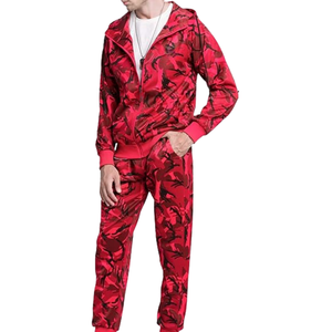 Conjunto Deportivo de Camuflaje Rojo para Hombre, Sudadera con Capucha y Pantalones, Ropa Deportiva Elegante y Cómoda, Ropa de Gimnasio, Venta al por Mayor - Product Image 5