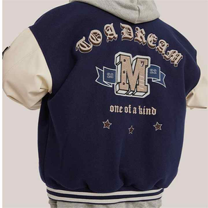 เสื้อแจ็คเก็ตหนังแท้ผู้ชายลายปัก Chenille Varsity - Product Image 3