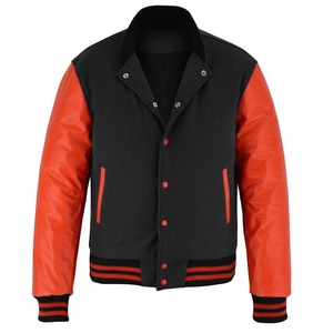 2025 OEM sur mesure hommes Stand High Street noir polaire coupe-vent écologique Logo personnalisé Letterman Varsity veste en gros - Product Image 5