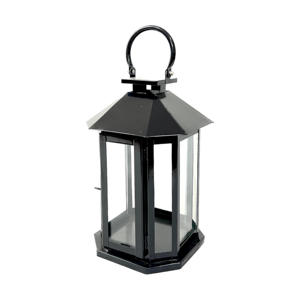 Lanterne de plancher en métal noir personnalisée de style européen avec bougeoir en verre et en fer Popar pour la maison et la décoration de Noël - Product Image 1