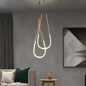 <strong>LED</strong> <strong>Built</strong>-<strong>In</strong> Chain Chandelier with Adjustable Height Home Decorative Metal Material Oval Shape with Long <strong>Light</strong> Options - Product Image 5