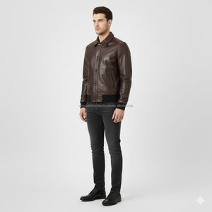 Chaqueta de Cuero Genuino para Hombre, Diseño Personalizado con Logotipo Frontal, Dos Tonos, Lona y Gamuza, Estilo Casual Vintage, Motociclista, Abrigo de Invierno - Product Image 1