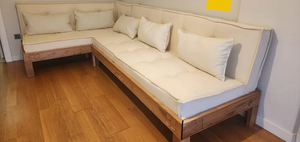 Ensemble de canapé d'angle en bois de luxe en forme de L avec canapé-lit modulaire pliable pour salon - Product Image 1