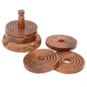 Posavasos de nogal Tonos naturales ricos Ecológico Hecho Mango Madera de Acacia Superficies lisas con acabado a mano Tamaño personalizable Color - Product Image 1