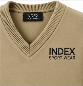 Pull col V kaki pour homme INDEX, pull décontracté uni, haut tricoté pour l'automne - Product Image 6