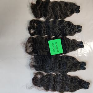 100% Extensions de cheveux Remy vierges crus noirs naturels Temple indien ondulé 8-36 pouces faisceaux de haute qualité sans traitement chimique - Product Image 4