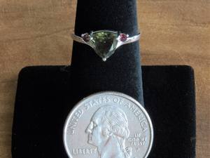Elegante anillo de boda de plata esterlina Trilant moldavita y anillo de granate con piedras preciosas facetadas anillos finos - Product Image 2