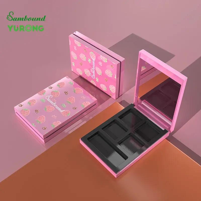 Dual-Color Eco-Friendly PET Plastic Storage Box Customizable Logo Rose Gold Plating for Blush or Eye Shadow/Contour