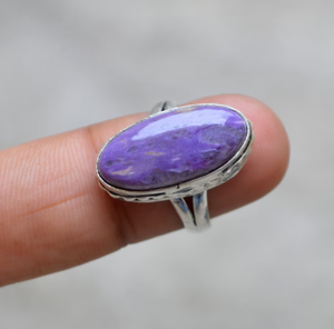 Oval Cab Purple Sugilite Gemstone 925 Sterling Silver Dainty Boho Wedding Gift <b>Statement</b> <b>Ring</b> Gemstone <b>Ring</b> Women <b>Ring</b> - Product Image 5