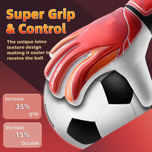 Gants de gardien de but de Football américain professionnel 4mm Polyester de qualité supérieure en cuir synthétique doigt de protection respirant - Product Image 2