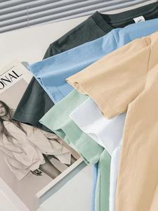 T-shirt homme 100% coton lourd, couleur unie, 230 g, blanc, décontracté, col rond, épaules tombantes, manches courtes, été, automne. - Product Image 5