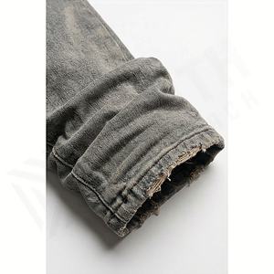 Custom Made Men's Plus Size Autumn/<b>Winter</b> <b>Jeans</b> Skinny Straight Design Button Whiskers Denim Fabric Waist Logo Customized Color - Product Image 6