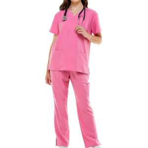 Uniformes Médicos Unisex con Cuello en V y Cinco Bolsillos, Antiarrugas, Lavables, de Poliéster/Algodón, en Oferta - Product Image 2