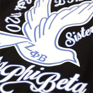 Veste polaire ZPB-Noir et bleu royal 60% coton 40% polyester Veste Zeta Phi Beta avec logo brodé sur le devant et impression - Product Image 5