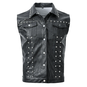Gilet en cuir pur en détresse marron véritable en peau de mouton fait à la main col élégant fermeture éclair Slim-fit Biker Racer gilet en cuir - Product Image 4