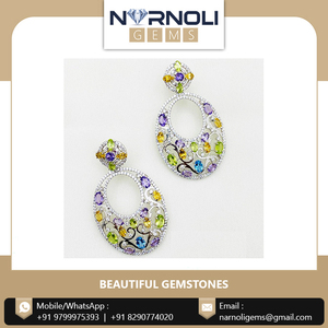 Pendientes de plata al por mayor con piedras preciosas vibrantes-Amatista, citrino, peridoto y Topacio - Product Image 4