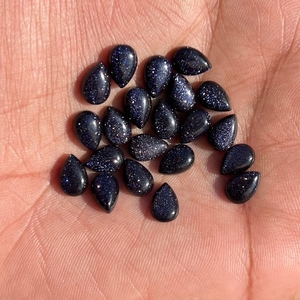 ประกายสีฟ้าซันสโตนรูปลูกแพร์ Cabochon อัญมณีสําหรับเครื่องประดับทําแหวนสร้อยคอสร้อยข้อมือทอง Glittery ซันสโตน Cabs - Product Image 4