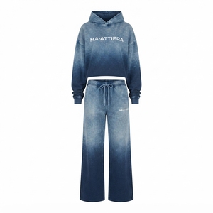 Conjunto de Sudadera Oversize con Efecto Degradado y Pantalones Anchos de Felpa para Mujer, Chándal de Algodón Estilo Urbano OEM ODM - Product Image 1