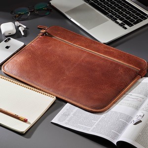 Yüksek kaliteli deri dizüstü fermuar taşıma çantası Laptop evrak hakiki deri kol kapağı erkekler için kadın - Product Image 4