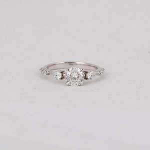 Round Cut Lab Grown Diamond Vintage Engagement Ring in 18KT <b>Solid</b> White Gold Plated Stylish Classic Old Vintage Women Gift Ring - Product Image 1