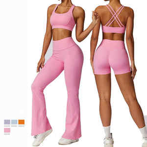 women yoga clothing set oem activewear two piece leggings and top custom <b>fit</b> workout set breathable and quick dry fabric - Product Image 5