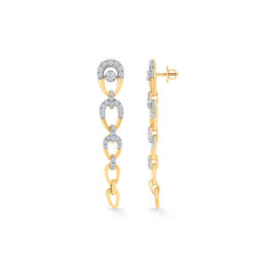 Boucles d'oreilles pendantes en or Linked Grace pour femmes - Style religieux tendance avec accents de quartz, turquoise, perle, améthyste ou diamant - Product Image 3
