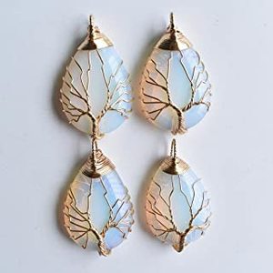 Grande vente Opalite larme pendentif guérison naturelle or fil de cuivre enroulé collier étoile Agate pierre semi-précieuse artisanat - Product Image 4