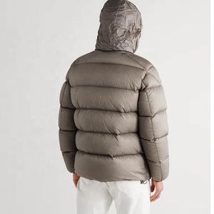 Venta al por mayor de OEM logotipo personalizado impreso liso burbuja abrigo de los hombres con capucha acolchada chaqueta de invierno | Nueva moda brillante transpirable - Product Image 2