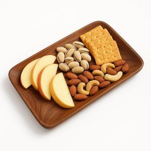 Eco Friendly <b>Disposable</b> Wooden Round Snack Serving <b>Platter</b> with Engraving for Wedding Parties and Home Kitchen Use - Product Image 1