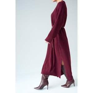 เดรสไหมพรมสีเบอร์กันดีแบบยาว - Product Image 3