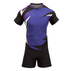 Comfortable Men Rugby Uniform Set Soft Fabric Short Sleeve And Matching Shorts Team Colors For Outdoor Training Daily Wear - Product Image 1