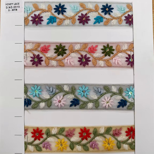 Adorno de encaje bordado dorado de estilo francés para bolsos, regalos, zapatos, ropa para disfraces de festivales y alta costura - Product Image 1