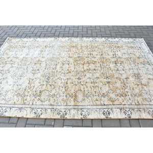 พรมวินเทจขนาด 5.5x9.1 ฟุต สีขาวลายจุด พรมขนสัตว์ตุรกี - Product Image 3