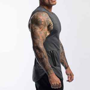 Débardeur de sport pour homme en coton 100% de haute qualité, col rond, sans manches, avec poche latérale, respirant et personnalisable en OEM - Product Image 5