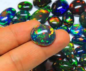 Preciosa piedra preciosa de ópalo negro etíope, gemas de ópalo negro ovaladas llamativas, cabujón de ópalo negro etíope suelto a precio mayorista - Product Image 6