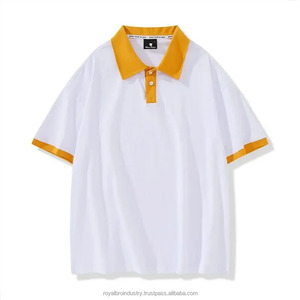 Brand New Breathable 100% Cotton <b>Golf</b> <b>Clothing</b> 180 Grams Loose for Shirt Drop Shoulder Print Color Contrast Lapel Short Sleeved - Product Image 4