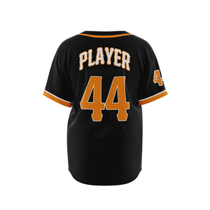 Maillot de baseball/softball personnalisable, respirant, à col en V, de haute qualité, 100% coton/polyester, pour hommes et femmes, OEM - Product Image 2