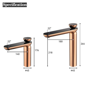 Grifo Mezclador de Lavabo de Baño de Diseño Moderno, de Cerámica, con un Solo Orificio, Color Oro Rosa, Montaje en Cubierta, Personalizado y Contemporáneo - Product Image 3