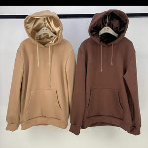 เสื้อมีฮู้ดผ้าซาตินหนาบุซับในด้วยผ้าฝ้าย100% สำหรับฤดูหนาวย้อมสีแบบเรียบกำหนดโลโก้ได้เอง - Product Image 4