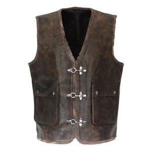 เสื้อกั๊กหนังวัวสำหรับผู้ชายทรงสลิมฟิตทำจากหนังปากีสถานทำตามสั่งตามสมัยนิยม - Product Image 1