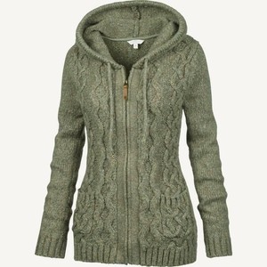 Cárdigan con Capucha de Punto Trenzado de Primera Calidad, Diseño Personalizado al por Mayor, Mezcla de Lana Transpirable, Sudadera Informal de Primavera - Product Image 2